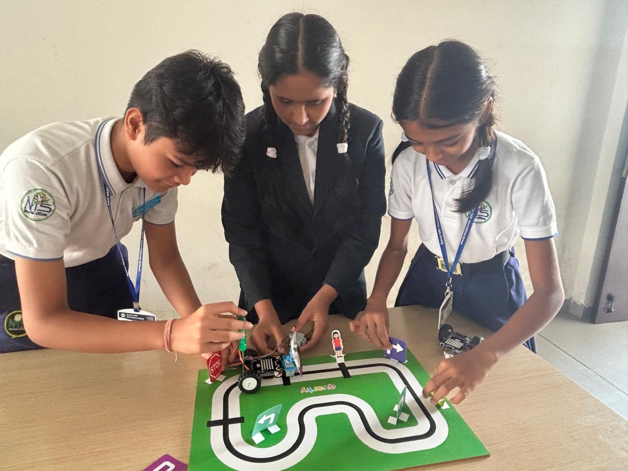 Students performing science experiments in laboratory at Sunrise NIS